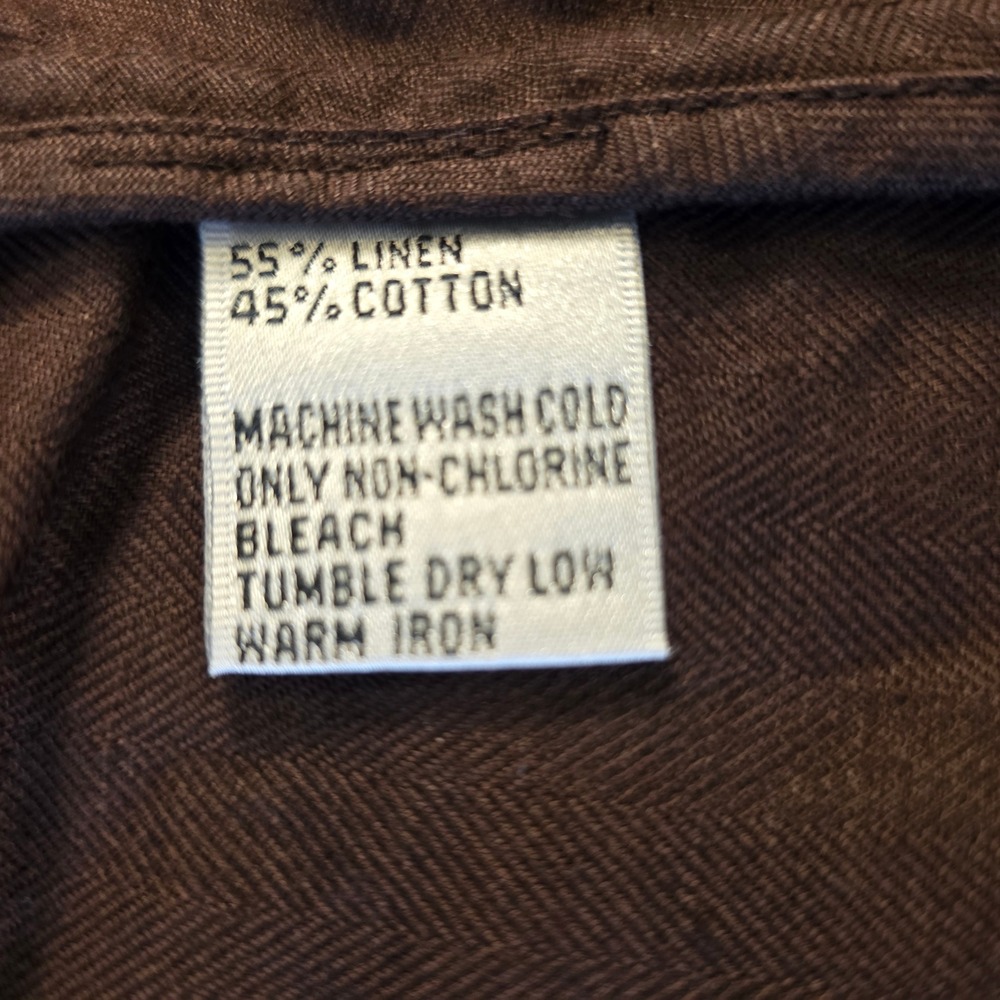 Talbots Brown Irish Linen Blend Blazer Jacket Women 14 Herringbone 2-Button - Picture 4 of 6